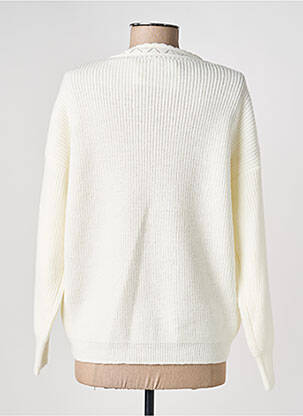 Pull coupe droite manches longues blanc C'EST BEAU LA VIE femme