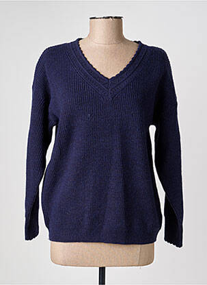 Pull coupe droite manches longues bleu C'EST BEAU LA VIE femme