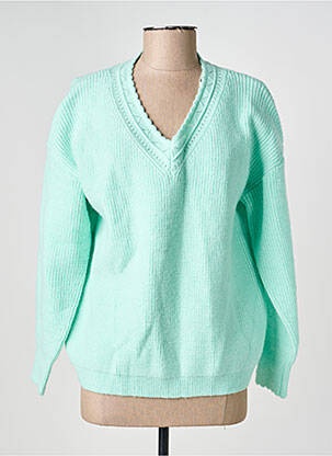 Pull coupe droite manches longues vert C'EST BEAU LA VIE femme