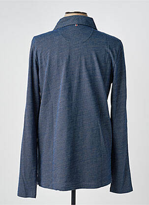 Polo tissage chiné manches longues bleu CAMBRIDGE homme