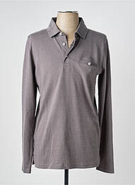 Polo tissage chiné manches longues gris CAMBRIDGE homme