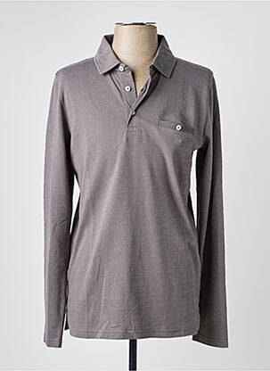 Polo tissage chiné manches longues gris CAMBRIDGE homme