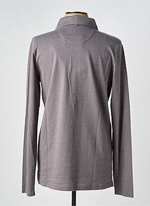 Polo tissage chiné manches longues gris CAMBRIDGE homme