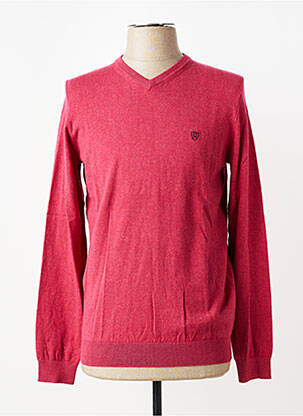 Pull col v manches longues rouge CAMBRIDGE homme