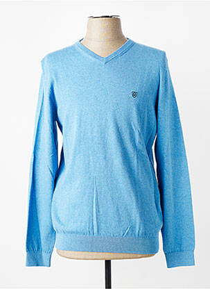 Pull col v manches longues bleu clair CAMBRIDGE homme