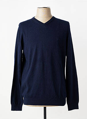 Pull col v manches longues bleu fonce CAMBRIDGE homme