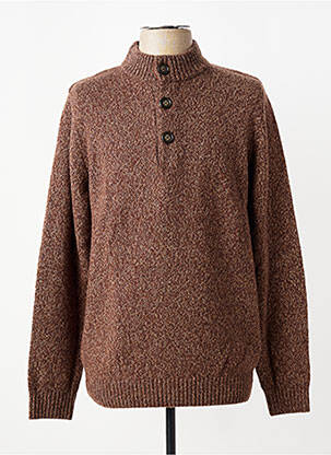 Pull col rond manches longues marron CAMBRIDGE homme