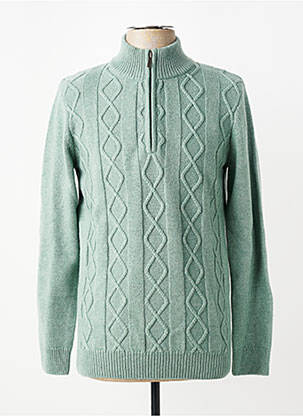 Pull maille tricot manches longues vert CAMBRIDGE homme