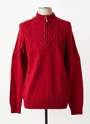 Pull maille tricot manches longues rouge CAMBRIDGE homme