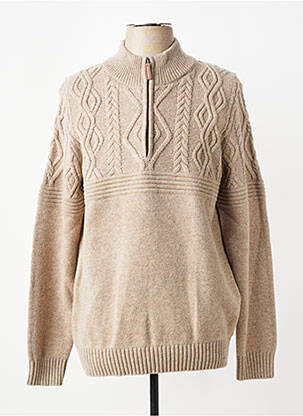 Pull maille tricot manches longues beige CAMBRIDGE homme