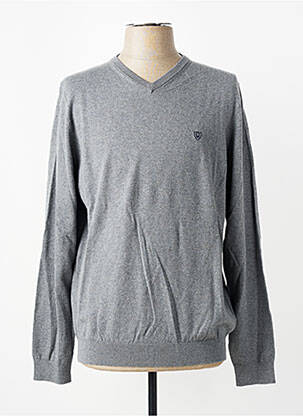 Pull col v manches longues gris CAMBRIDGE homme