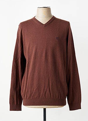 Pull col v manches longues marron CAMBRIDGE homme