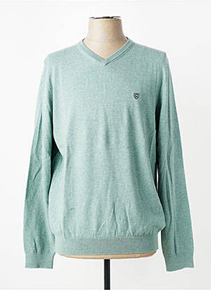 Pull col v manches longues vert CAMBRIDGE homme