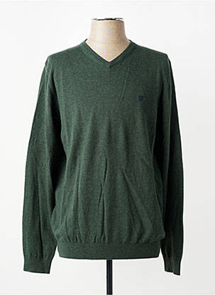 Pull col v manches longues vert fonce CAMBRIDGE homme