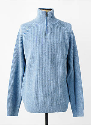 Pull tissage chiné manches longues bleu CAMBRIDGE homme