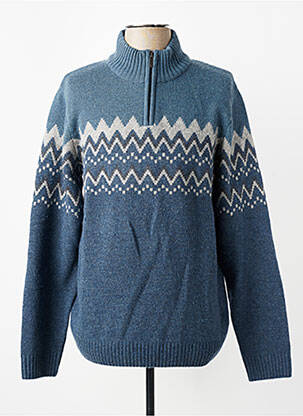 Pull tissage jacquard manches longues bleu CAMBRIDGE homme