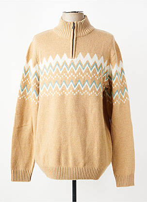 Pull tissage jacquard manches longues beige CAMBRIDGE homme