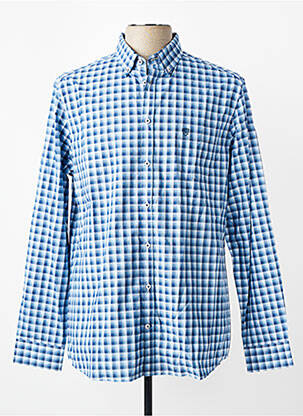 Chemise manches longues imprimé carreaux bleu CAMBRIDGE homme