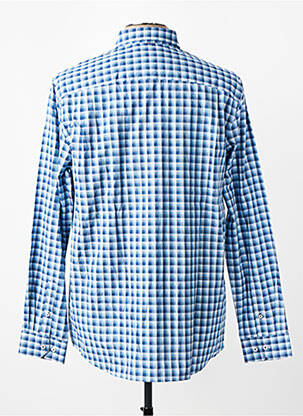 Chemise manches longues imprimé carreaux bleu CAMBRIDGE homme