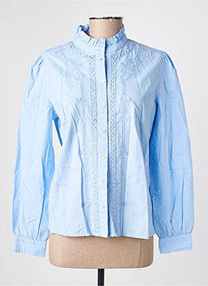 Chemisier coupe droite manches longues bleu JULIE GUERLANDE femme