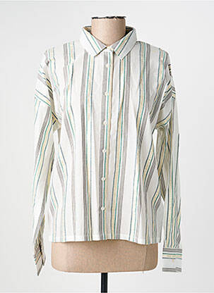 Chemisier tissage crêpe manches longues blanc JULIE GUERLANDE femme