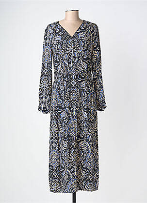 Robe longue imprimé fantaisie manches longues noir JULIE GUERLANDE femme