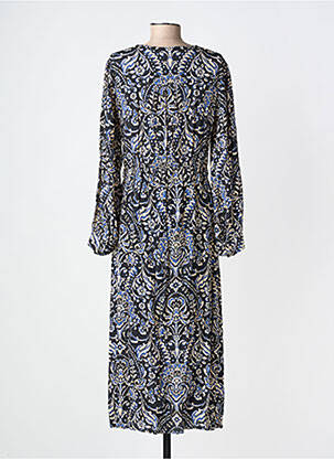 Robe longue imprimé fantaisie manches longues noir JULIE GUERLANDE femme