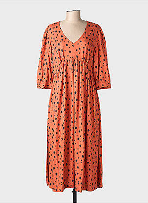 Robe mi-longue manches 3/4 manches 3/4 orange WHITE STUFF femme