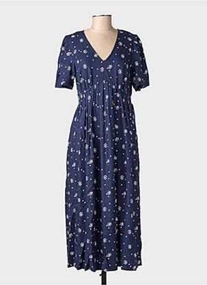 Robe mi-longue imprimé fantaisie manches courtes bleu WHITE STUFF femme