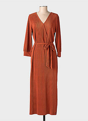 Robe longue manches longues manches longues orange GARCIA femme
