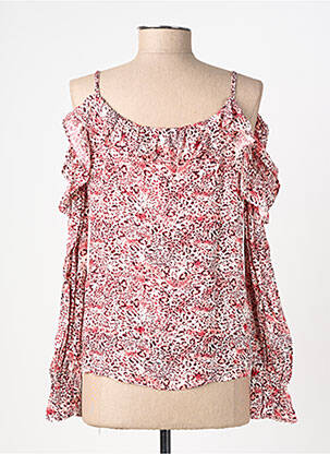 Top col v manches longues rouge FREEMAN T.PORTER femme