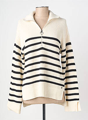 Pull coupe droite manches longues blanc GARCIA femme