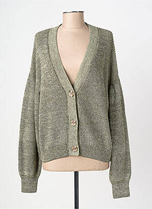 Gilet manches longues fermeture boutonnée sur le devant vert GARCIA femme