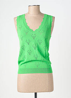Top coupe cintrée sans manche vert GARCIA femme