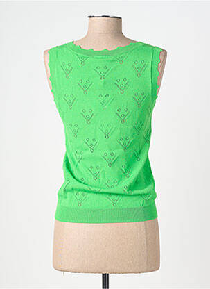 Top coupe cintrée sans manche vert GARCIA femme