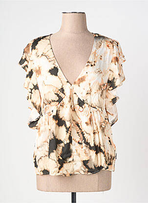 Top imprimé fantaisie manches courtes beige LE TEMPS DES CERISES femme