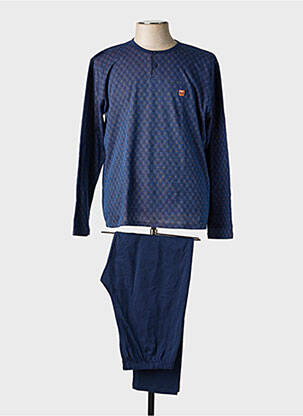Pyjama col rond bleu MASSANA homme