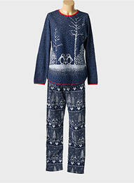 Pyjama coupe droite bleu MASSANA femme