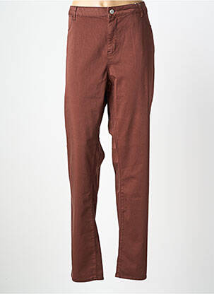 Pantalon slim tissage popeline taille normale marron KANOPE femme