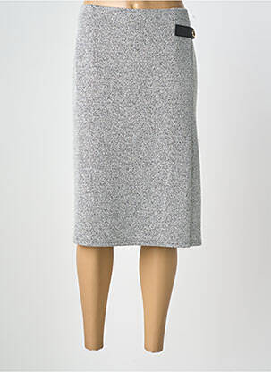 Jupe mi-longue coupe droite gris GEVANA femme