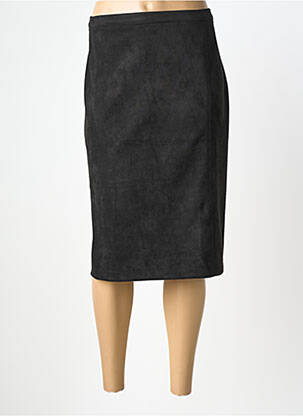 Jupe mi-longue taille à pinces noir QUATRE VINGT JOURS femme