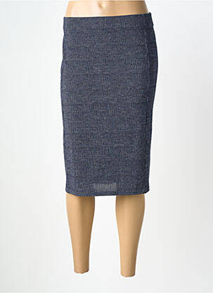 Jupe mi-longue taille à pinces bleu GEVANA femme