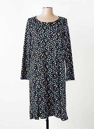Robe mi-longue imprimé fantaisie manches longues noir GUY DUBOUIS femme