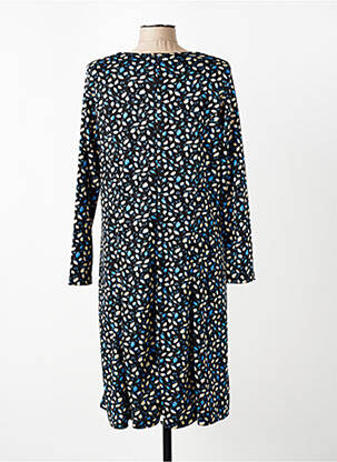 Robe mi-longue imprimé fantaisie manches longues noir GUY DUBOUIS femme