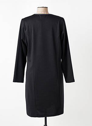 Robe mi-longue imprimé fantaisie manches longues noir GUY DUBOUIS femme