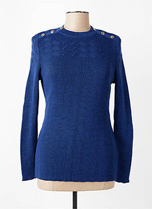 Pull maille ajourée manches longues bleu ELEANE femme