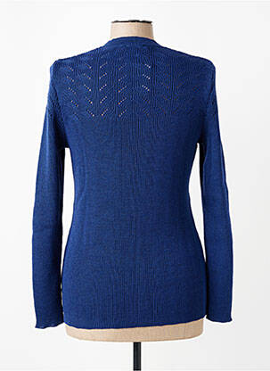 Pull maille ajourée manches longues bleu ELEANE femme