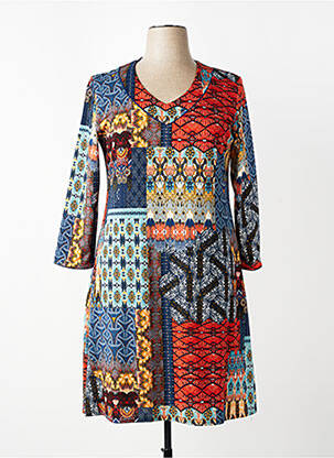 Robe mi-longue manches longues manches longues bleu GEVANA femme