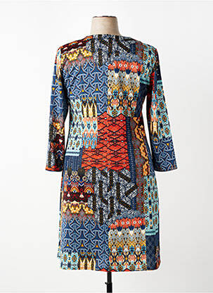Robe mi-longue manches longues manches longues bleu GEVANA femme