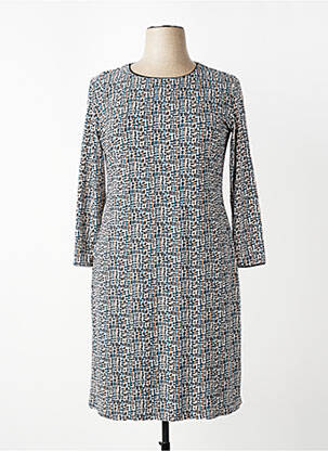 Robe mi-longue imprimé fantaisie manches longues noir GEVANA femme